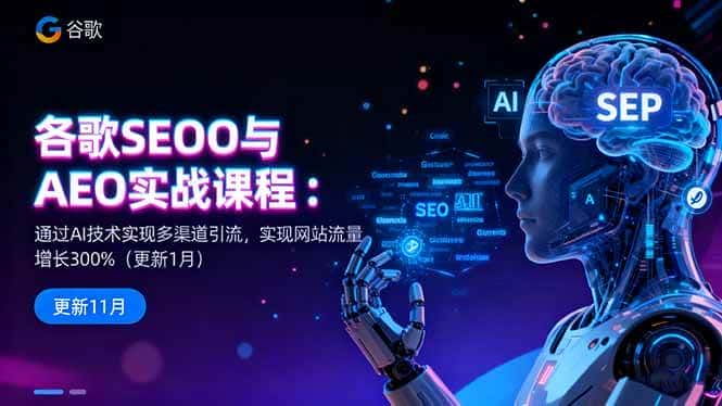 （16463期）谷歌SEO与AEO实战课程：通过AI技术实现多渠道引流，实现网站流量增长300%-优优云创网